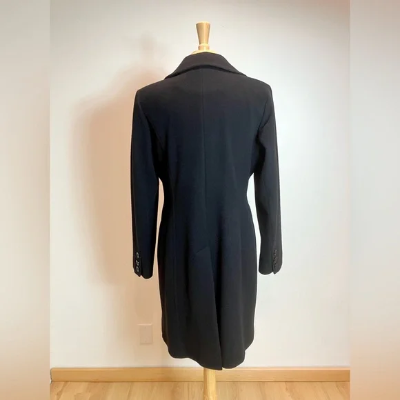 ANNE KLEIN - BLACK WOOL & CASHMERE COAT - Picture 4 of 5